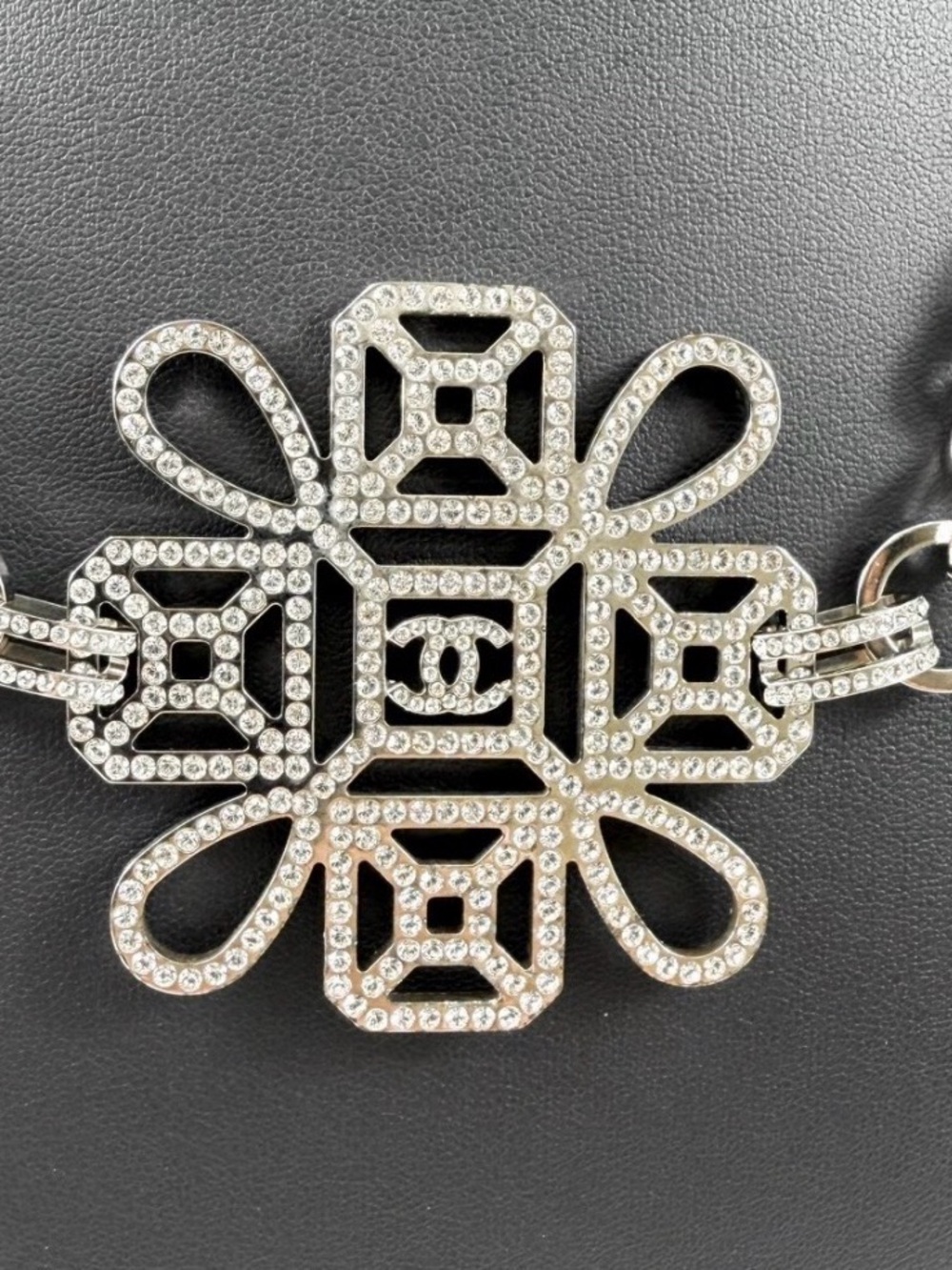 CHANEL Archival Silver-Tone Crystal Byzantine Medallion Statement Necklace - Picture 2 of 12